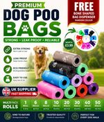     Dog Poop Bags Extra Strong Leak Proof + FREE Poo Bag Collar Holder
