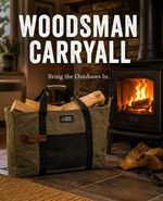 Atom Grills Woodsman Log Bag Heavy Duty Waxed Canvas Firewood Carrier