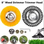 8inch Universal Grass Strimmer Head Trimmer Brush Wire Wheel Garden Weed Lawn UK
