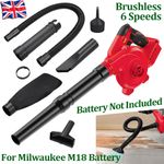Brushless Dust Leaf Blower Vacuum for Milwaukee M18 Battery 6-Speeds Cordless
