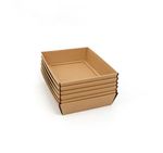 6 x Natural Kraft Cardboard Gift Trays Box Hamper Basket - 44 x 37 x 12cm