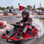 12V Kids Electric Go Kart with 2 Speeds Soft Start Music Lights for 8-12, Red