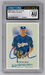 CLAYTON KERSHAW  JSA CGC AUTH SIGNED 2010 TOPPS ALLEN GINTER CARD AUTO GRADE 10