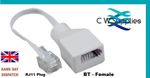 RJ11 Plug to UK BT Type Telephone Plug Socket Adapter Connector Modem Hub TEL