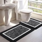 SHACOS Bathroom Rug Mat Set, Microfiber Shaggy 50 x 80 cm (50x80+U50x60cm) 