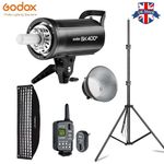 Godox SK400II Studio Flash Strobe + XT-16 Trigger 22*90cm Grid Softbox 2m Stand