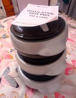 SQ Professional Insulated Hot Pot 3 Tier 3 Compartment Grey/Black Plastic