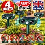 4x Solar Ultrasonic Animal Repeller PIR Cat Fox Dog Deterrent Garden Pest Scarer