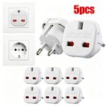 5X UK to EU Travel Plug Adapter 2‑Pin Europe Converter Power Socket Universal