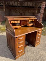 Antique Edwardian Oak 'Lebus' Roll Top Desk Bureau Tambour Writing Desk C.1905