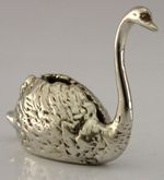 ENGLISH STERLING SILVER SWAN BIRD PIN CUSHION SEWING NEEDLEWORK 1971 48g