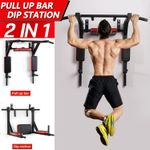 2in1 Multifunctional Pull Up Bar Wall Mounted Chin Up Bar Dip Station Home Gym