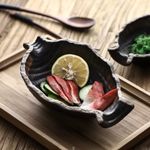 Set of 2 Japanese traditional plate sashimi salad bowl pottery art fine dinning