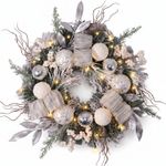 16Inch/40Cm Light up Christmas Wreath for Front Door, Pre Lit Christmas Wreath W