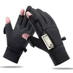 Waterproof Winter Fishing Gloves 2 Finger Flip Windproof Thermal Angling UK