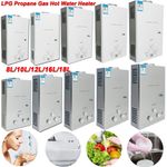 Portable LPG Propane Gas Hot Water Heater 8/10/12/16/18L Tankless Instant Boiler
