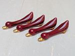 4 x French Vintage 1960s MCM Vallauris Burgundy Gold Duck Knife Rests Faience