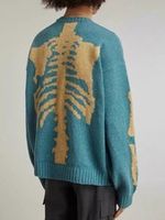 Mens Women KAPITAL Japanese Vintage Round Neck Bone Skeleton Knitted Sweater