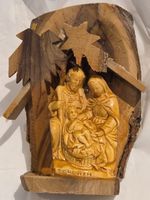 Vintage Style Hand Carved Nativity Scene Holy Family Christmas Ornament Wood Art