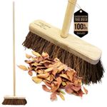 Outdoor Broom with Handle Stiff Yard Garden Hard Brush for Sweeping