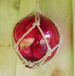 Glass Float Nautical Sea Fishing Buoy RED | 5"/12.5cm Dia With Rope Hanger NEW