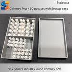 Set of 60 Chimney (30 Square + 30 Round) for OO Scale model railways / Diorama's