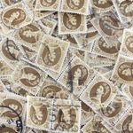 100 Bistre-Brown Postage Stamps for Decoupage, Stamp Art, Collage