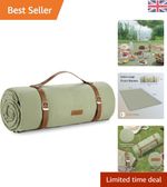 Luxury Waterproof Picnic Blanket - Extra Large Green Herringbone 200x300cm