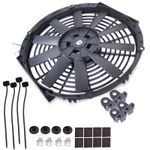 UNIVERSAL 14" ENGINE COOLING RADIATOR INTERCOOLER STRAIGHT BLADE 12V 80W FAN KIT