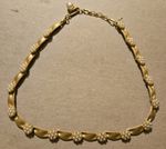 Crown Trifari Gold Tone Faux Pearl Birthday Ribbon Choker Necklace Adjustable