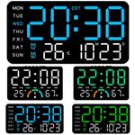 LED Wall Mounted Clock Large Digital Display Temp Date Week Dual Alarm Remote UK