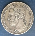 🇧🇪🇧🇪🇧🇪  1849 BELGIUM 5 FRANCS,  5 Francs - Léopold I  🇧🇪🇧🇪🇧🇪