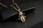 Women 9ct Gold Filled 3D Rag Doll Pendant (5mm Thick & 22 Inch Long) Necklace