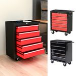 Steel 5-Drawer Tool Storage Cabinet Lockable with Wheels Handle Garage