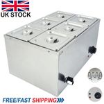6 Pans Electric Bain Marie Wet Well Sauce Food Commerial Heat Food Warmer Pots