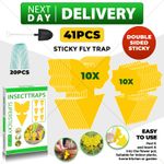 41Pcs Yellow Fly Sticky Insect Catcher Plants Paper Aphids Glue Bug Trap Killer