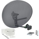 80cm Zone 2 Satellite Dish, Quad LNB + 5m White Single RG6 Kit For Sky Freesat