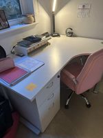 White Corner Desk 160x120x70cm with 3 Drawers & Cable Grommet Home Office