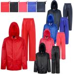 Childs Waterproof Suit Jacket + Trousers Rain Set Kids Childrens Boys Girls Hood