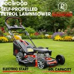 Petrol Lawnmower Electric Start Self Propelled RocwooD 173cc 20"  Mulching 60L
