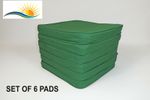 GARDEN CHAIR GREEN SEAT CUSHION / PAD SET OF 6 INDOOR OUTDOOR PATIO FURNITURE