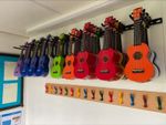 Ukulele wall storage rack - ukulele wall hooks - ideal for classrooms