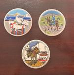 Vintage Handmade Greek Coasters( Set Of 3)