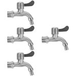Wall Mount Durable Stainless Steel Washing Machine Faucets Set of 4 Silver