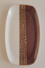 Vintage Poole Pottery Shape 361 Rectangular Pin Dish Brown White Honeycomb MCM