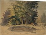 A. DOLL (1826-1887), Old Board Cabin in the Forest, Circa 1860, Watercolor Romantic
