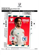 WALES v BOSNIA 26 March 2026 Play off S FINAL WC-2026 FAN 16 pg + OFFICIAL LU