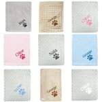 Personalised Dog Cat Pet Blanket Kitten Puppy Name Bed Throw Grey Pink Blue Gift