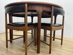 McIntosh Mid-Century Round Space Saver Dining Table With 4 Tuck Under Chairs.