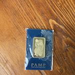 PAMP Suisse Lady Fortuna 1 oz Gold Plated Bar .9999 Veriscan Assay Card Cert